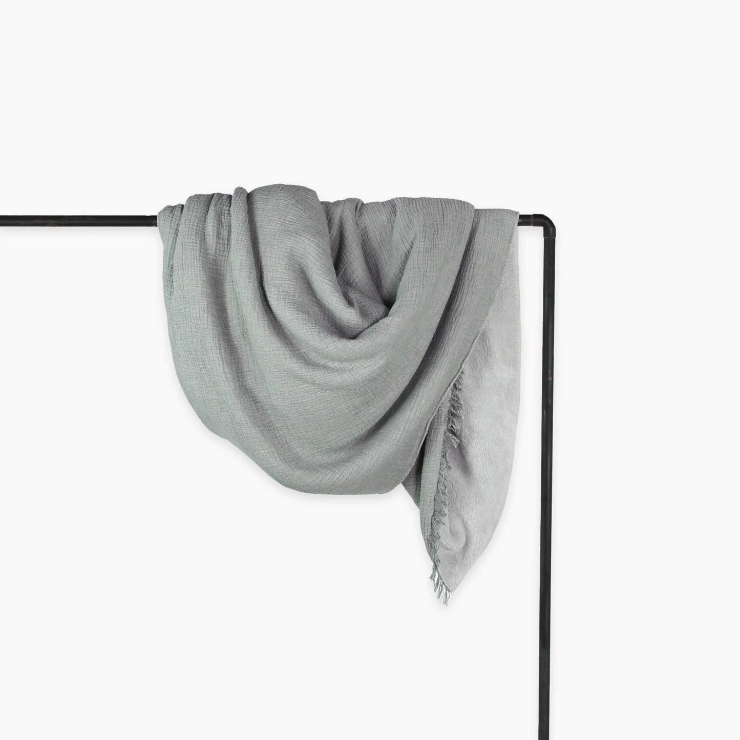 Crinkle Fleece Lined Throw - Charcoal Grey