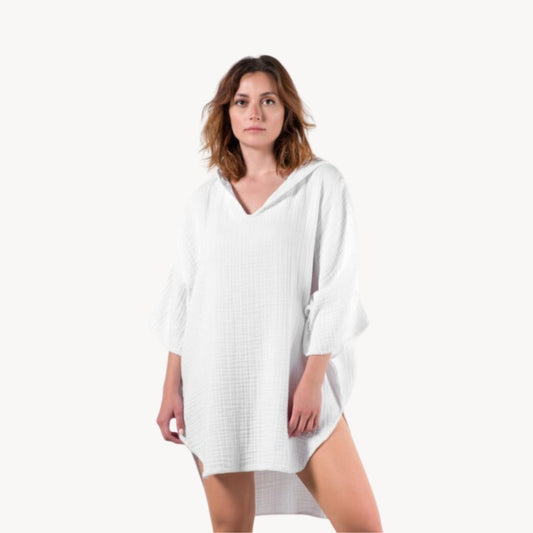 Adult Crinkle Poncho - White