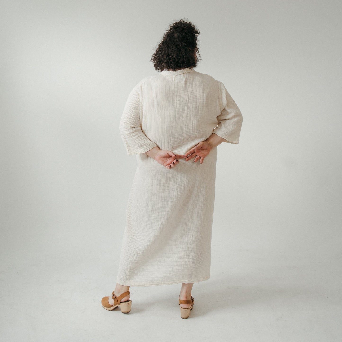 Crinkle Shirt Dress Plus - Cream