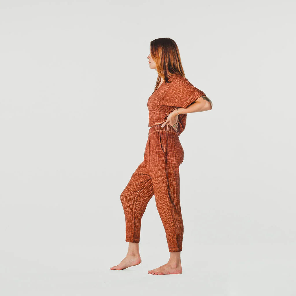 Crinkle Slouchy Pants - One-Sized - Terracotta