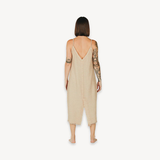 Crinkle Strappy Dress - One Sized - Beige