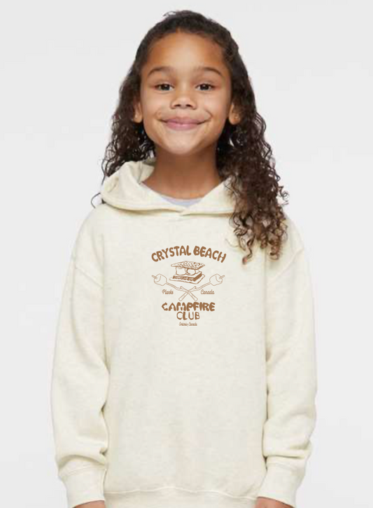 Crystal Beach Campfire Club Kids Hoodie - Light Heather