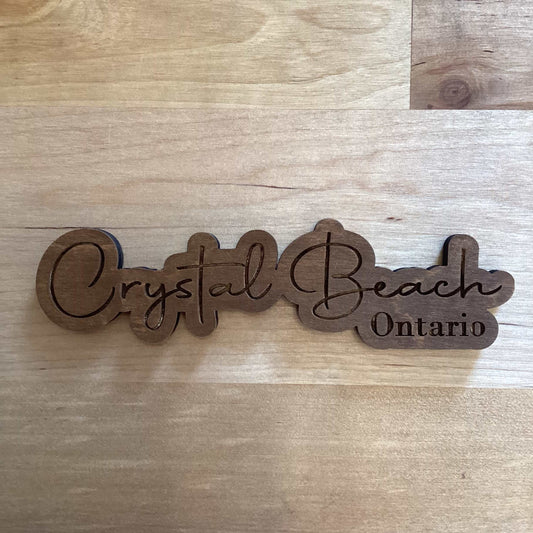 Crystal Beach Cursive - Wood Magnet