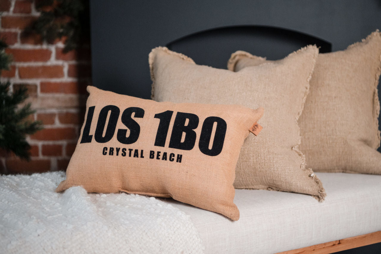 Crystal Beach Postal Code Burlap Pillow