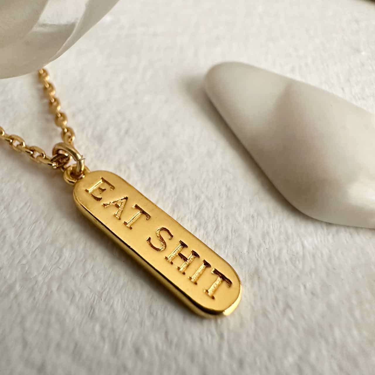 Customer Service Inner Monologue Salty Language Charm Necklace in Gold