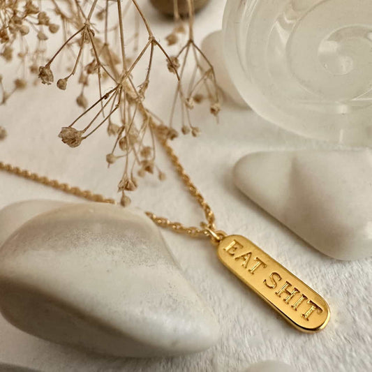 Customer Service Inner Monologue Salty Language Charm Necklace in Gold