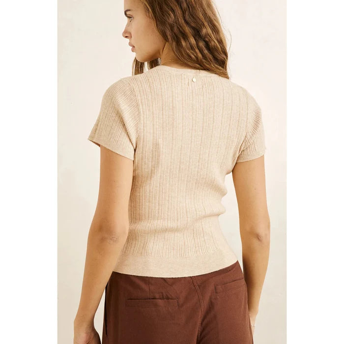 Dana Short Sleeve Cardigan - Oat