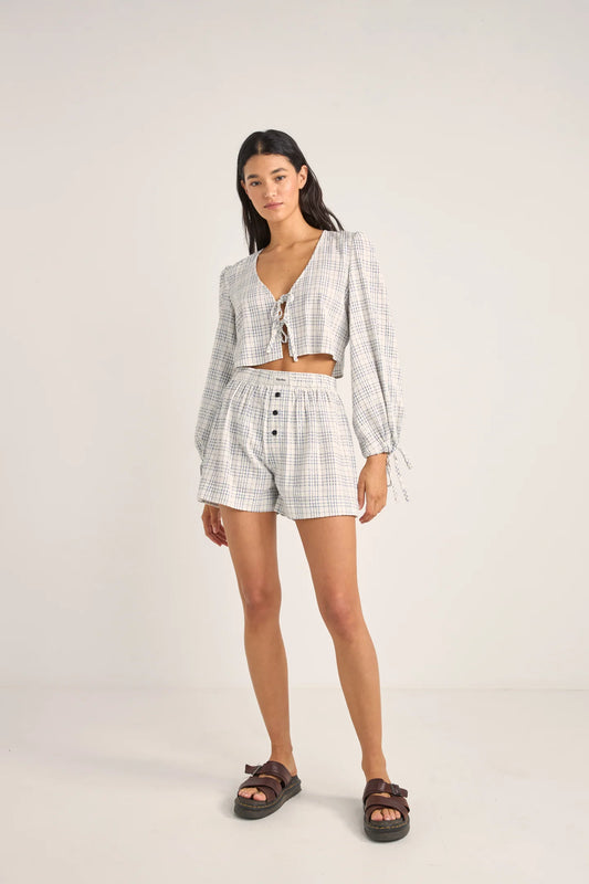 Desi Plaid Blouse Top - Blue