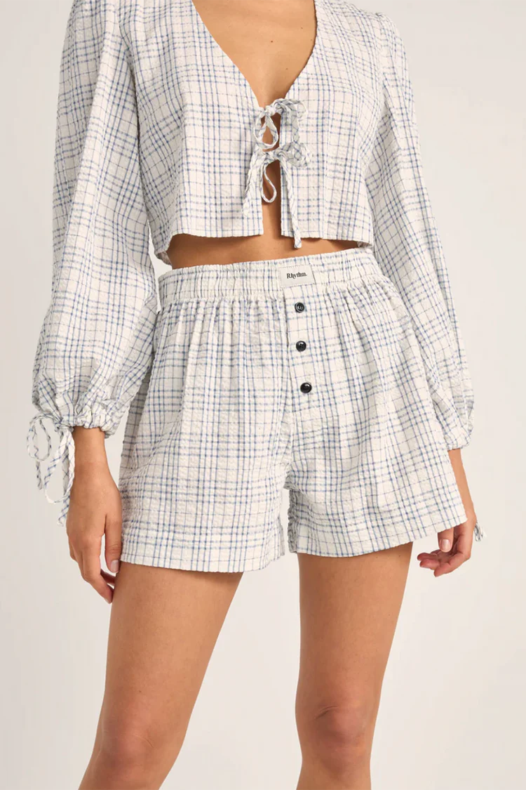 Desi Plaid Boxer Shorts - Blue