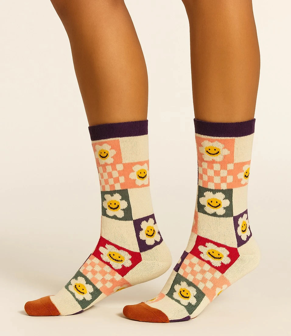 Don't Worry, Be Happy Pattern - Crew Sock
