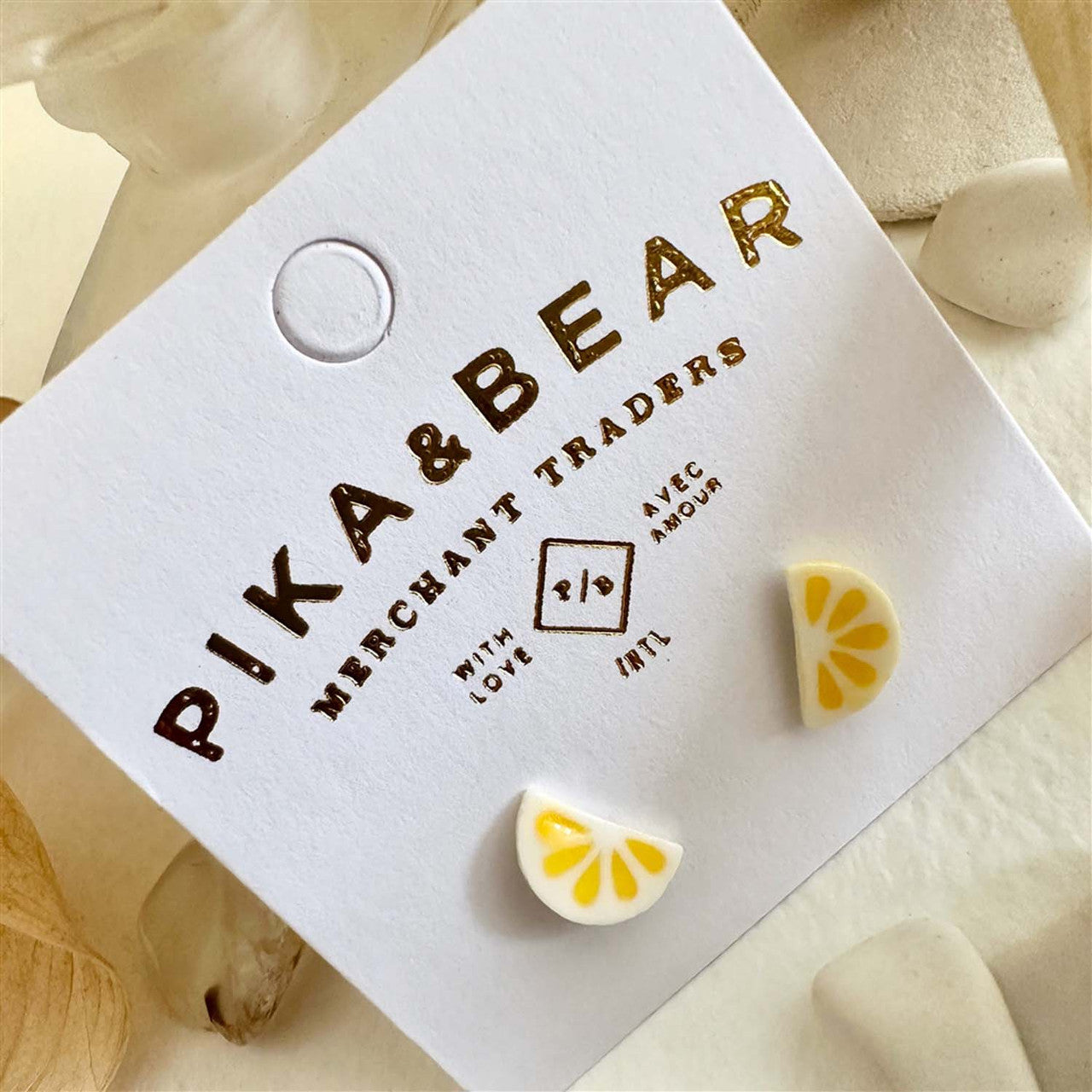 Limao Porcelain Lemon Slice Stud Earrings