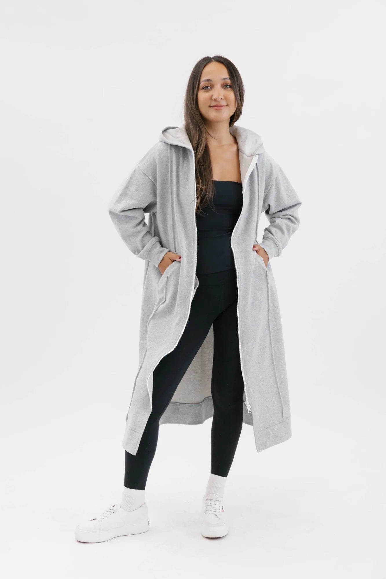 Evelyn Zip Up Hoodie - Heather Grey Lurex