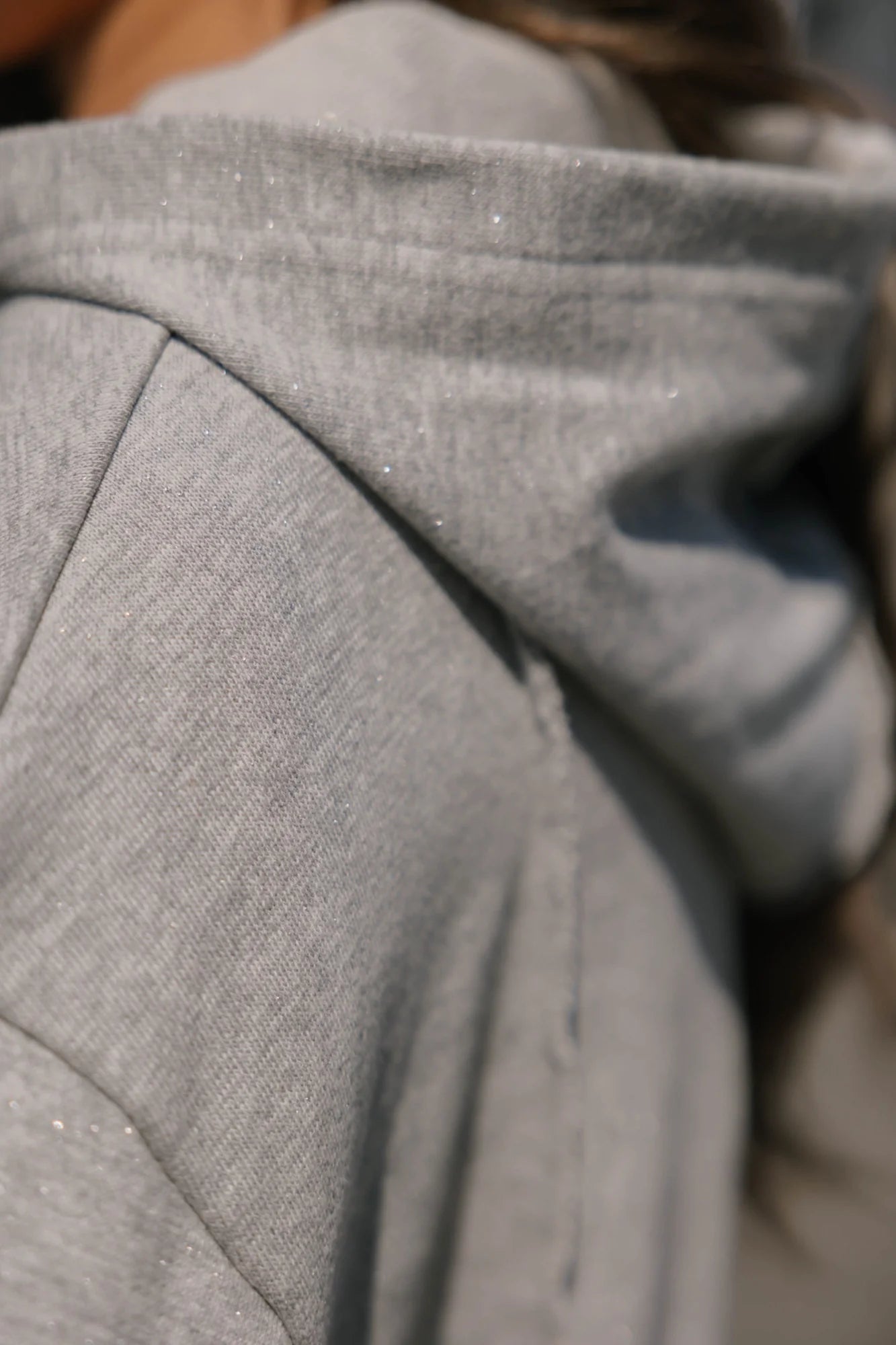 Evelyn Zip Up Hoodie - Heather Grey Lurex