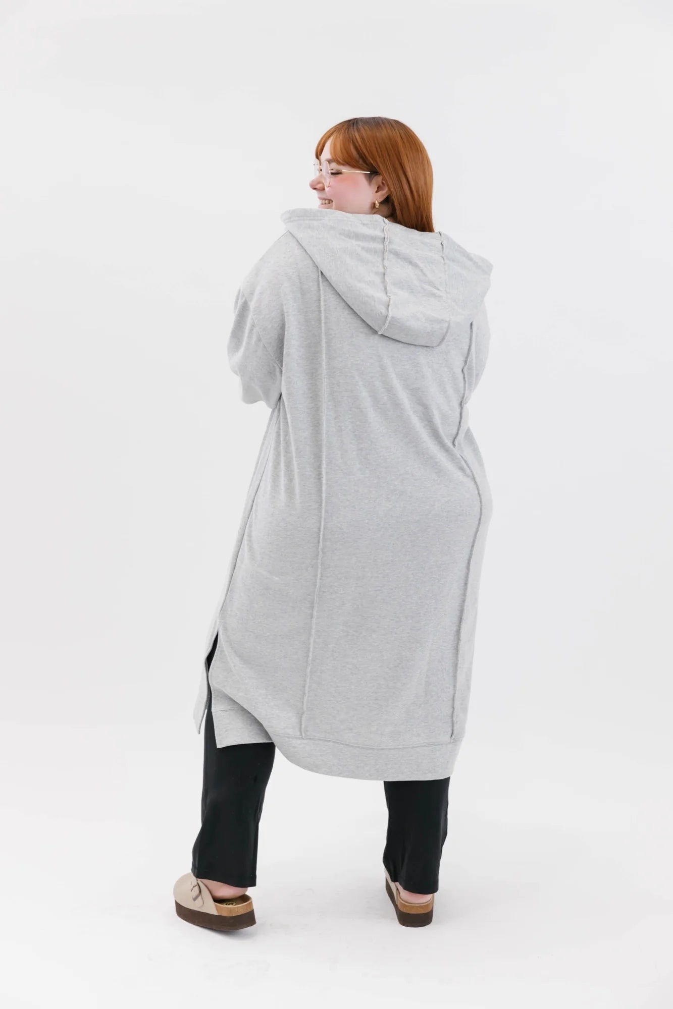 Evelyn Zip Up Hoodie - Heather Grey Lurex