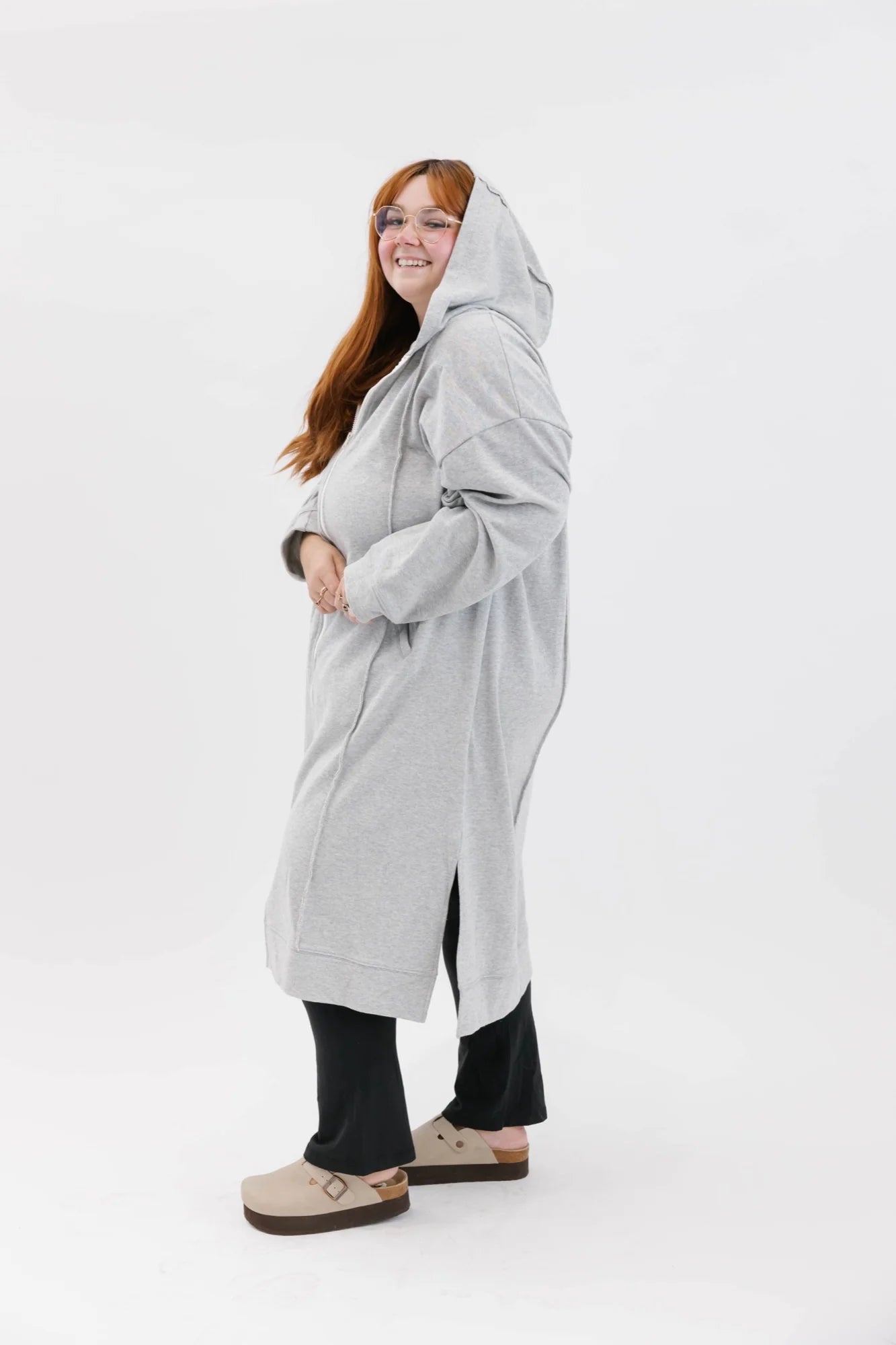 Evelyn Zip Up Hoodie - Heather Grey Lurex