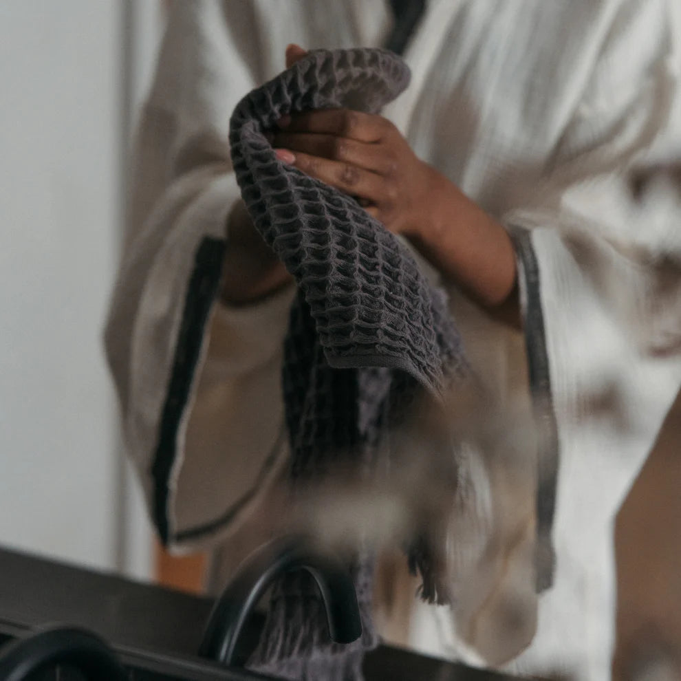 French Waffle Hand Towel - Anthracite