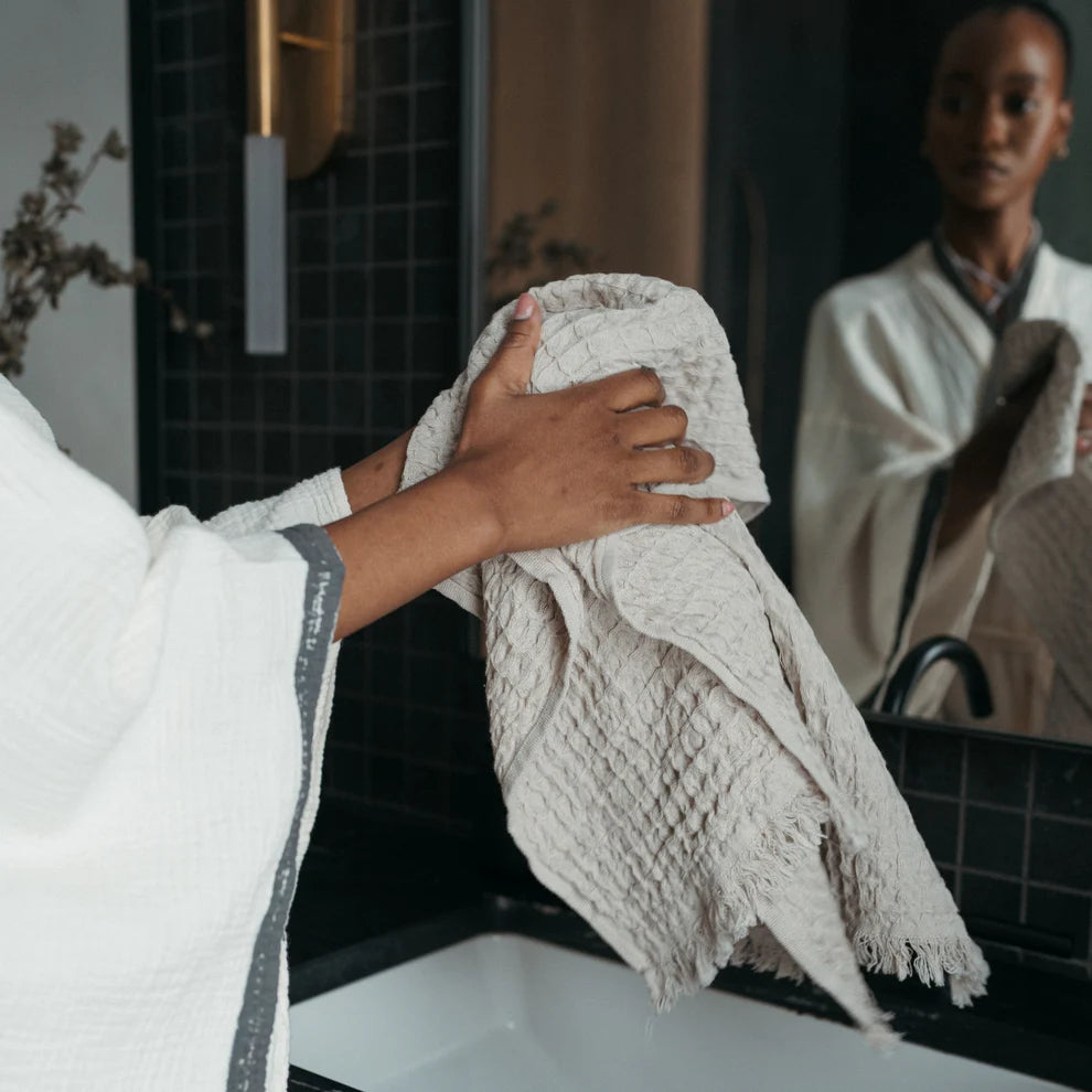 French Waffle Hand Towel - Latte
