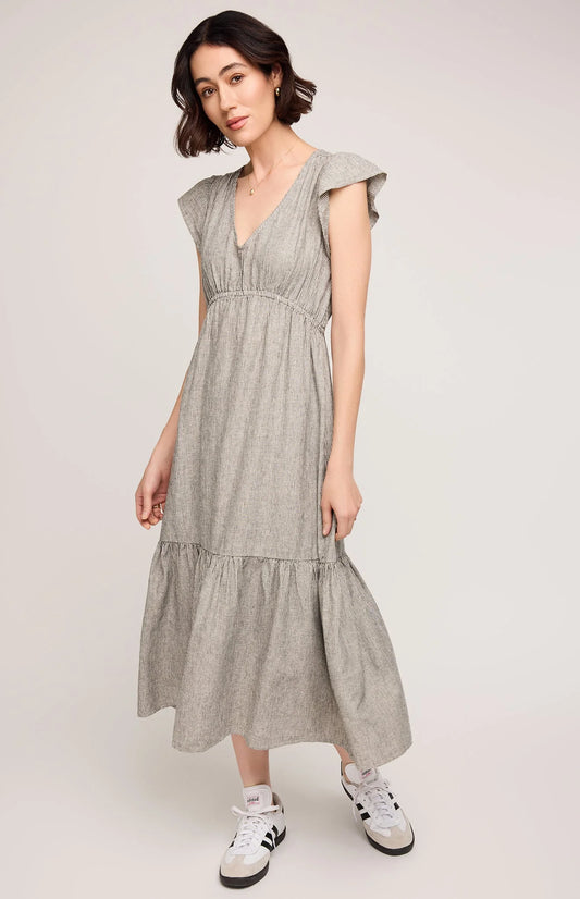 Eris Midi Dress - Black Stripe