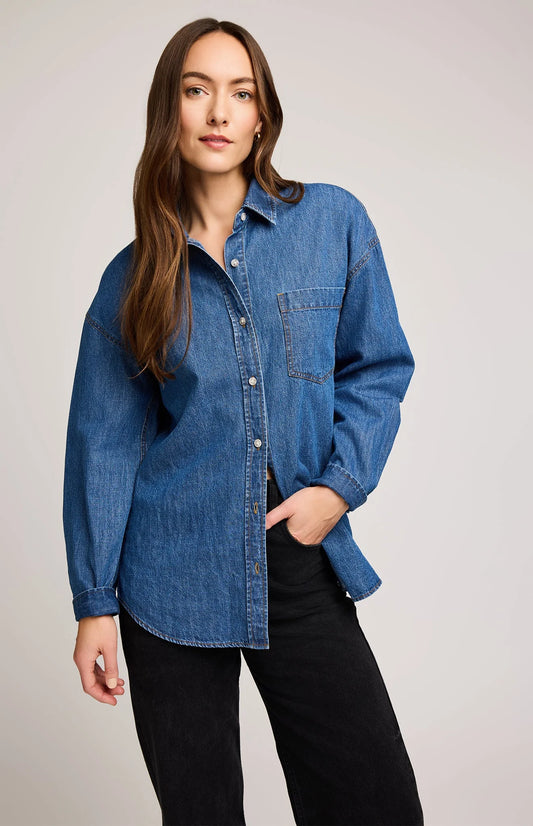 Whitney Denim Button Down Shirt - Medium Wash