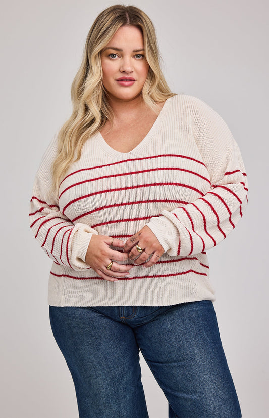 Tucker Knit Sweater - Red Stripe
