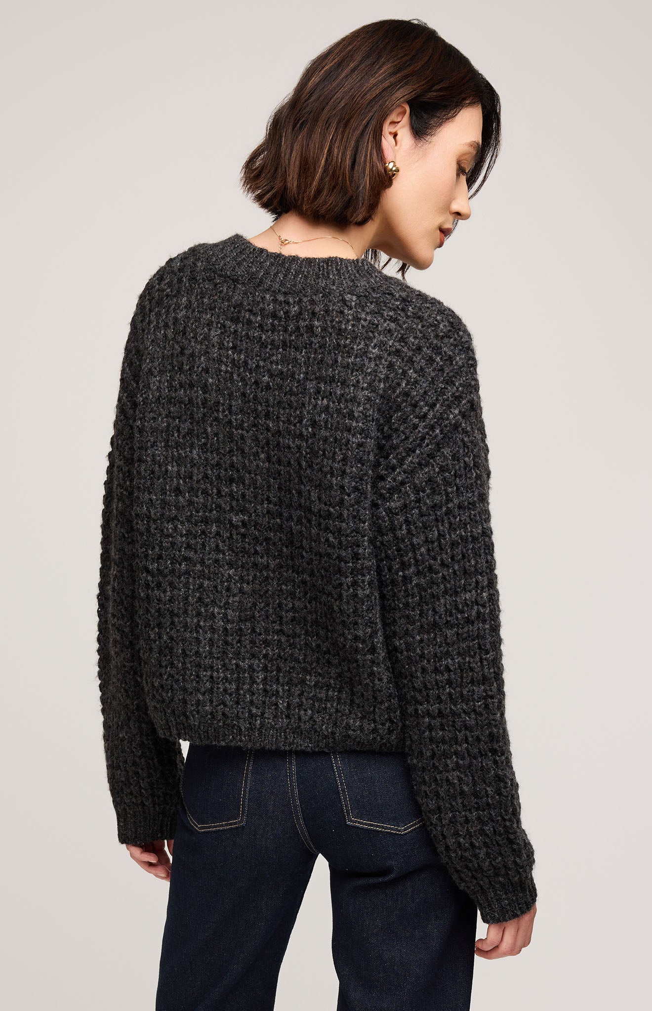 Willow V-Neck Sweater - Heather Charcoal