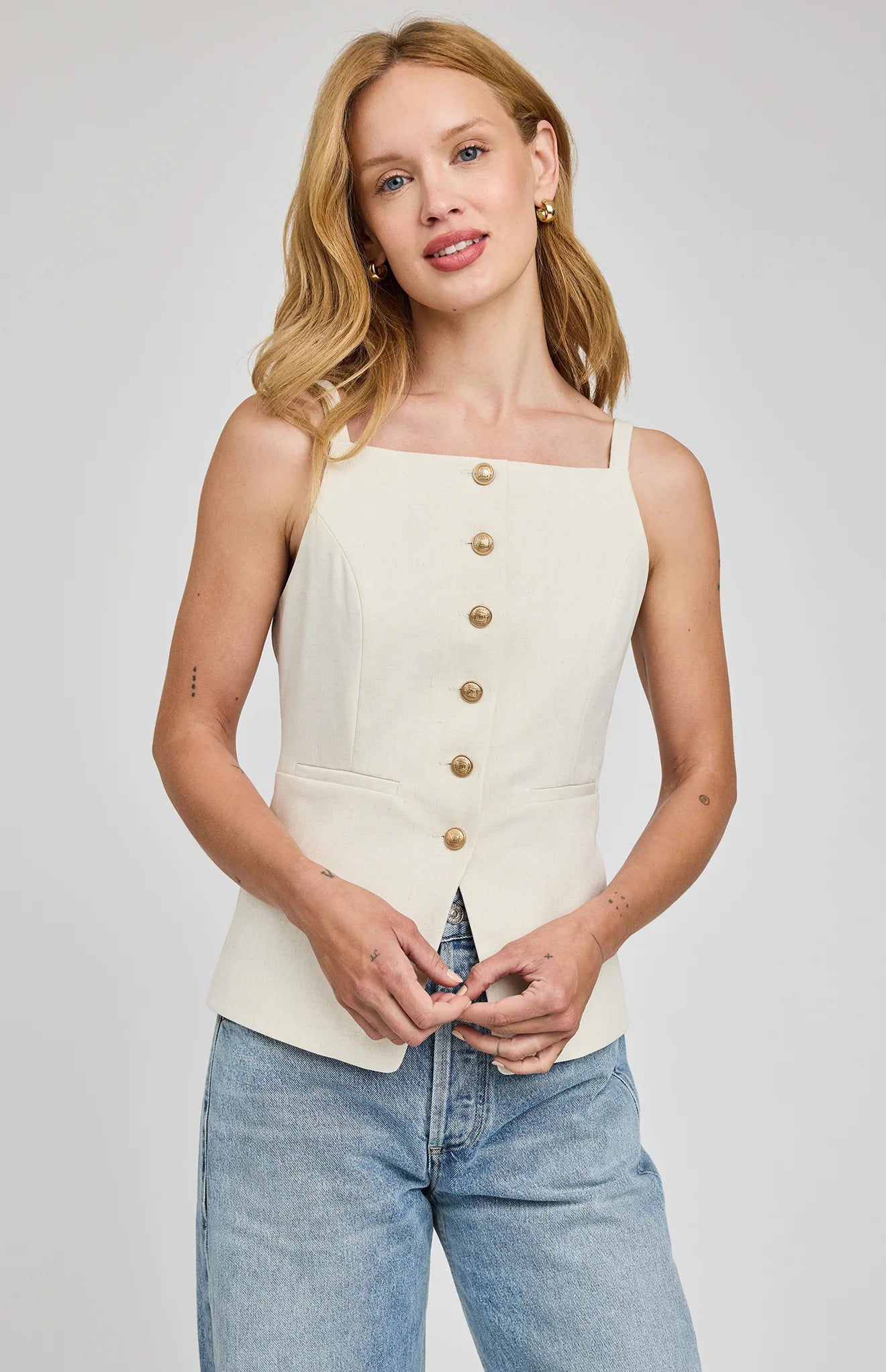 Harper Vest - Heather Cream