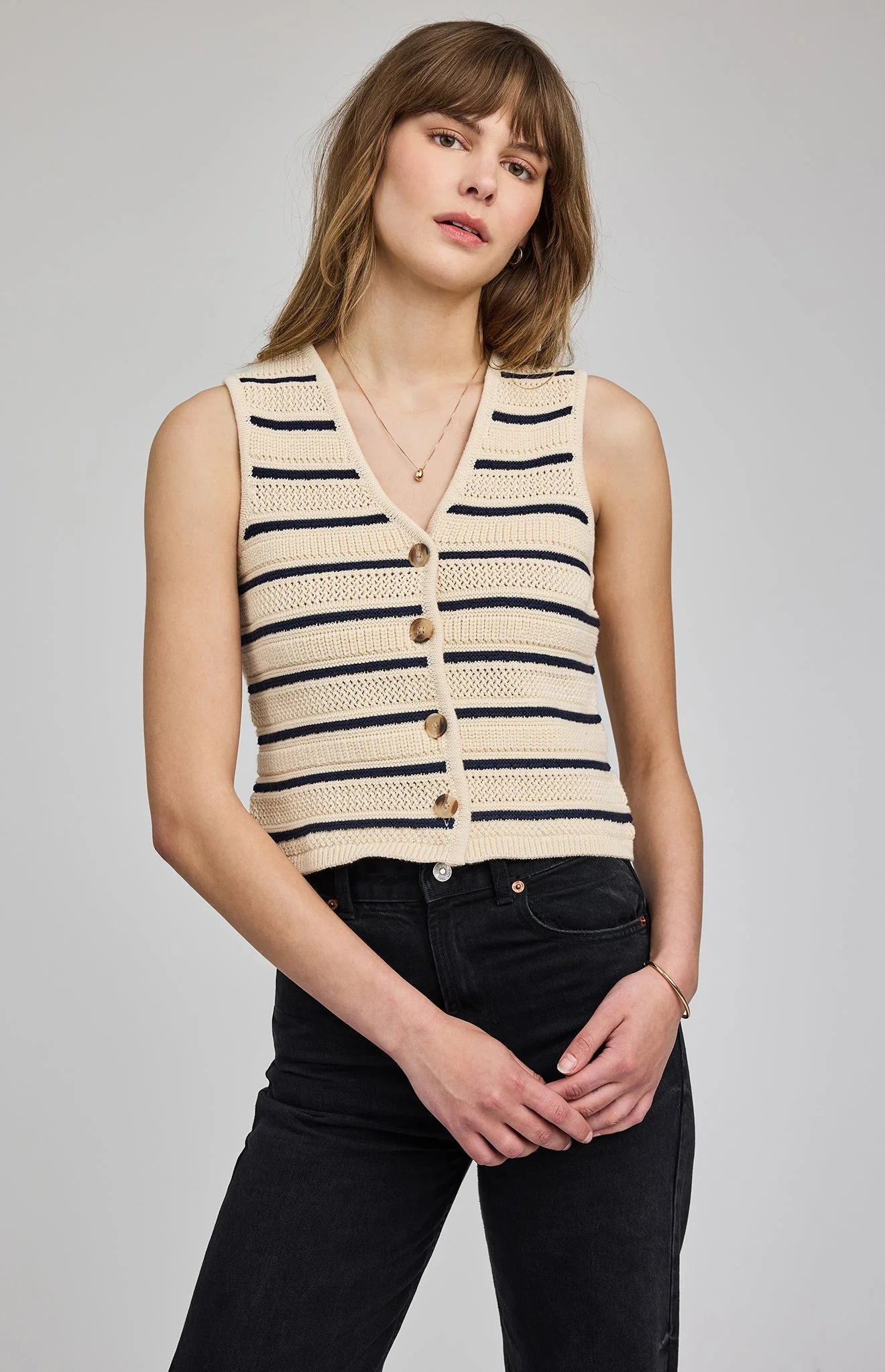 Mariana Knit Vest - Navy Stripe