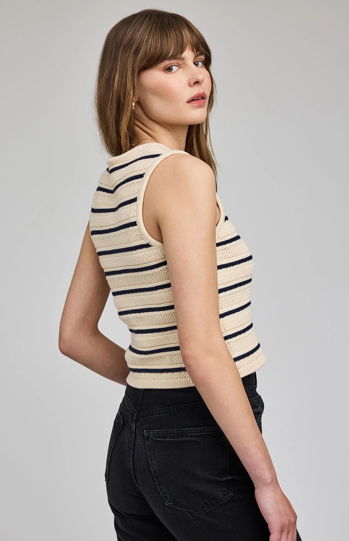 Mariana Knit Vest - Navy Stripe