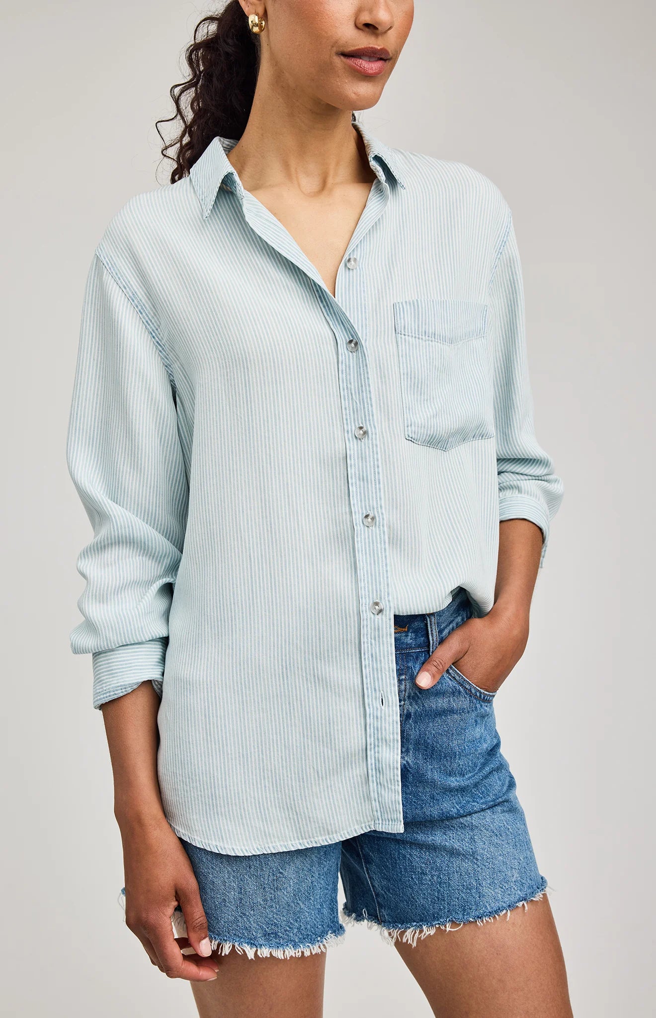 Ozzy Button Up Shirt - Blue Stripe