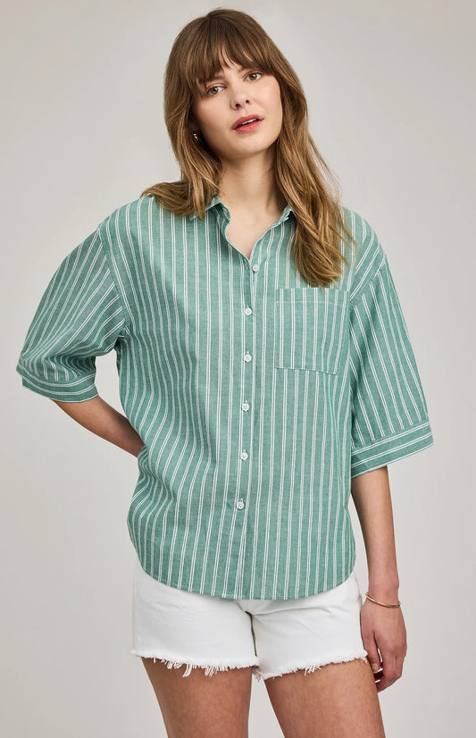 Blaire Button Down Shirt - Kelly Stripe