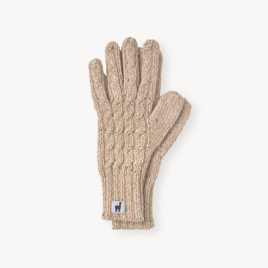 Hand-Knit Alpaca Gloves - Champagne