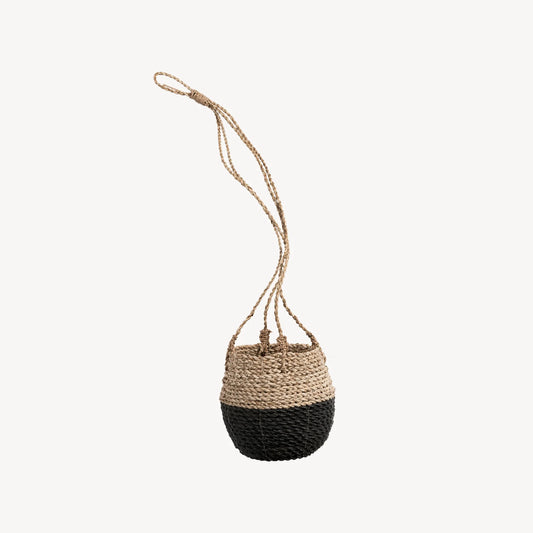 Hanging Pot Basket - Natural & Black