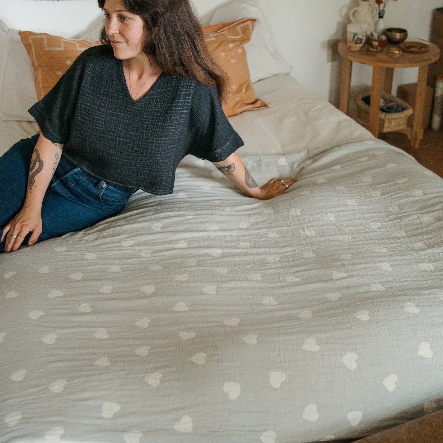 Have A Heart Fleece Lined Throw - Grey