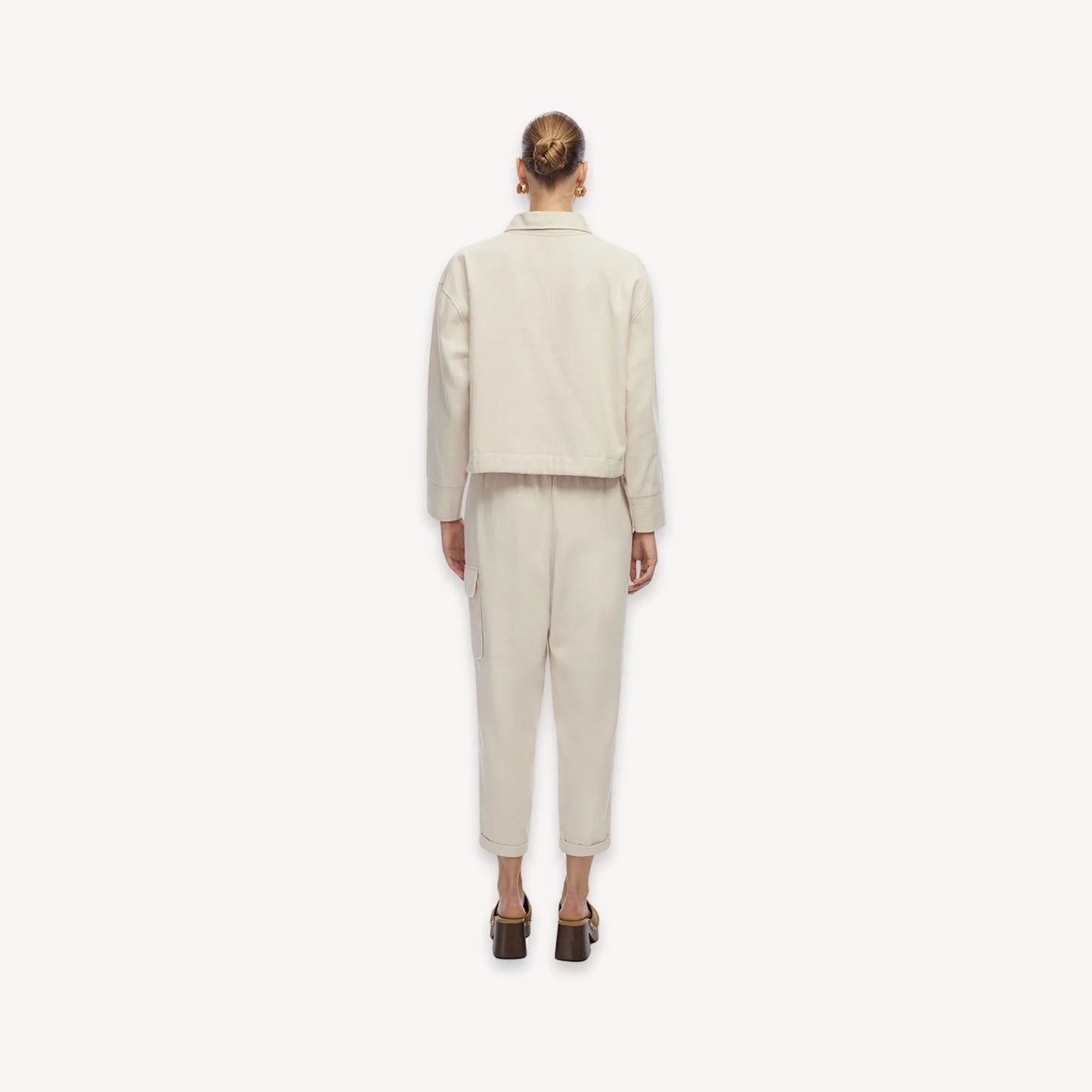 Herringbone Cargo Pants - Cream