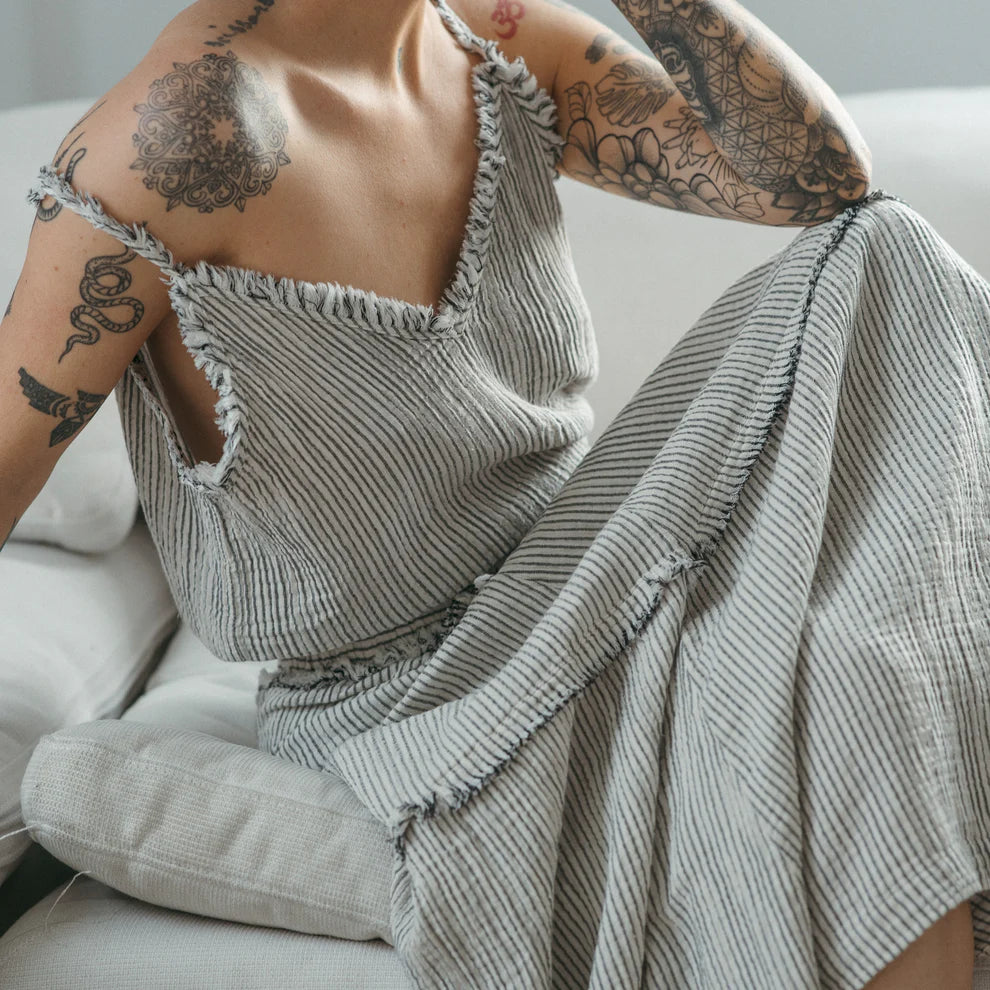 Crinkle Strappy Top - Charcoal