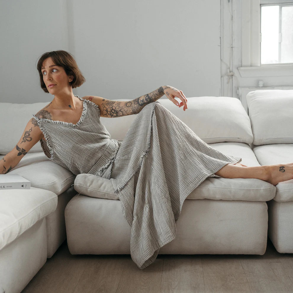 Crinkle Strappy Top - Charcoal