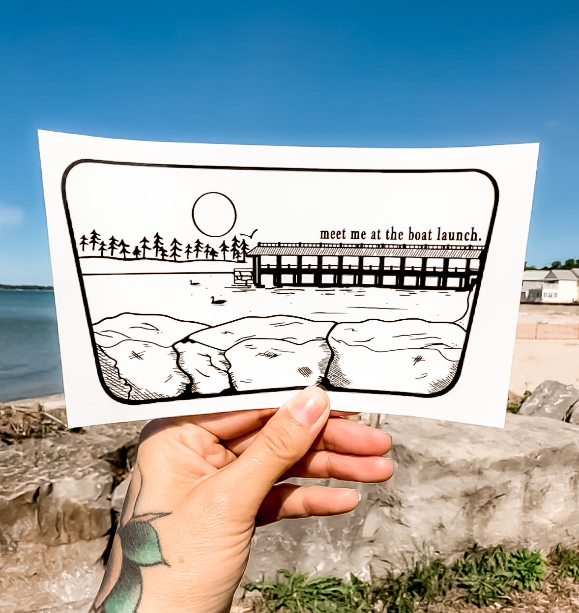 Meet Me At The Boat Launch Sticker - White