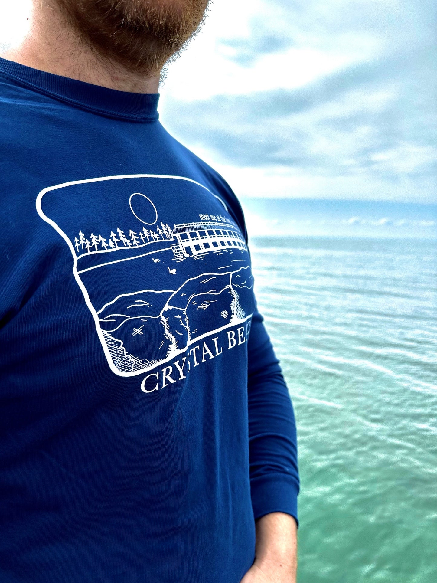 meet me at the boat launch  Long Sleeve Tee - Navy