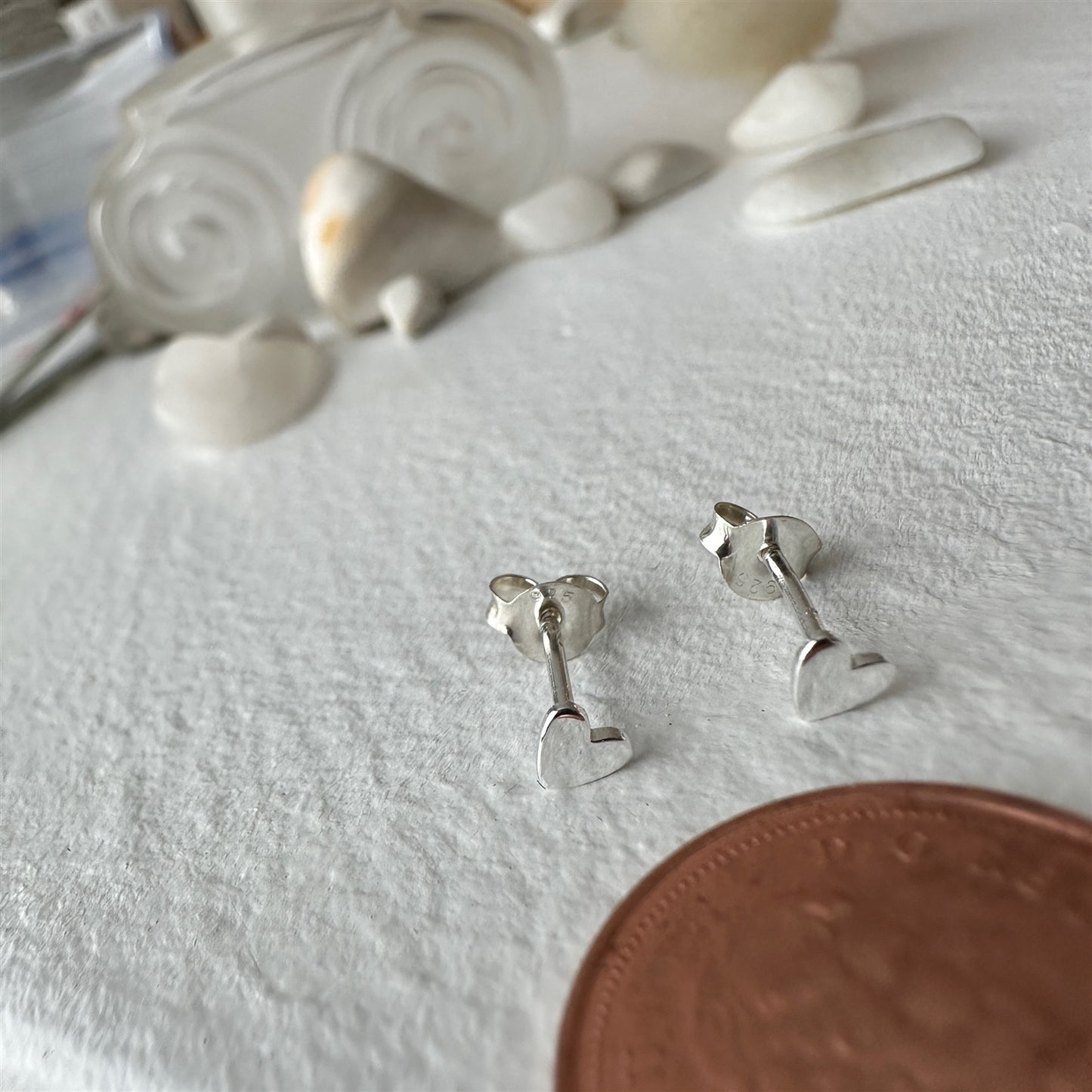 Inima Tiny Heart Stud Earrings in Sterling Silver