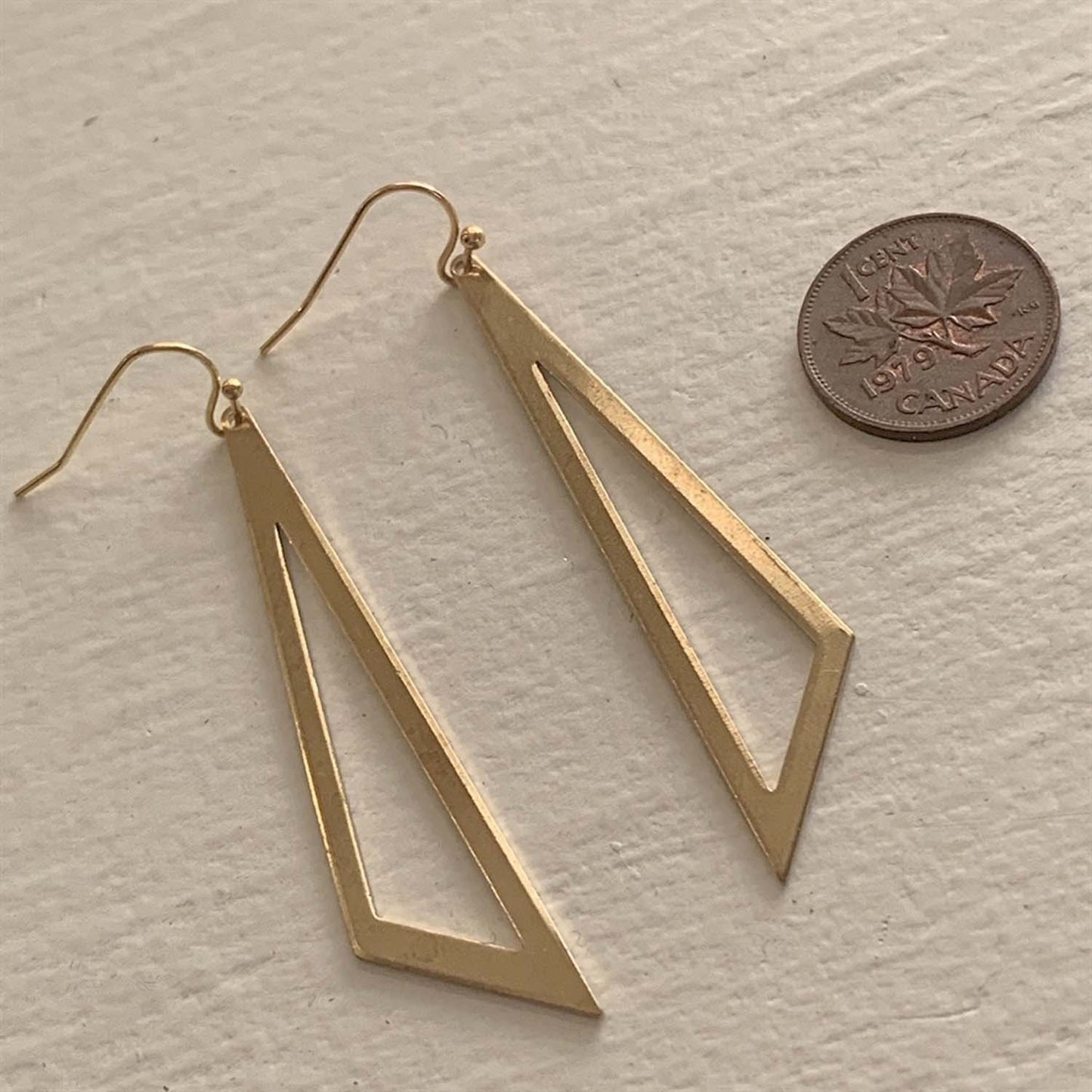 Jetta Geometric Raw Brass Triangle Drop Earrings