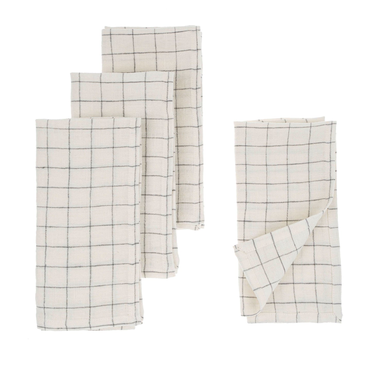 Linen Check Napkins - set of 4 - Grey