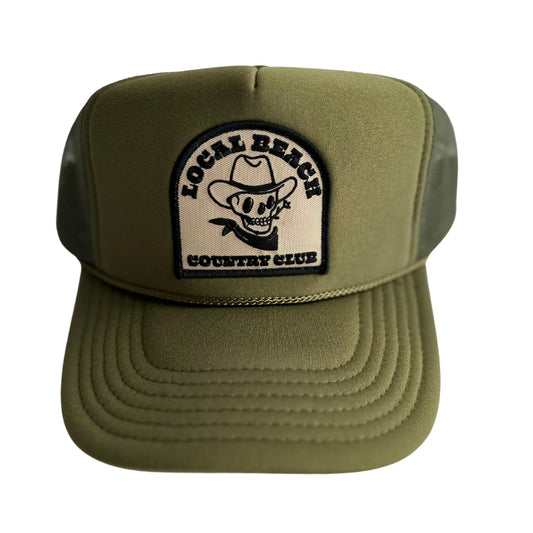 Local Beach Country Club Trucker Hat - Dark Olive