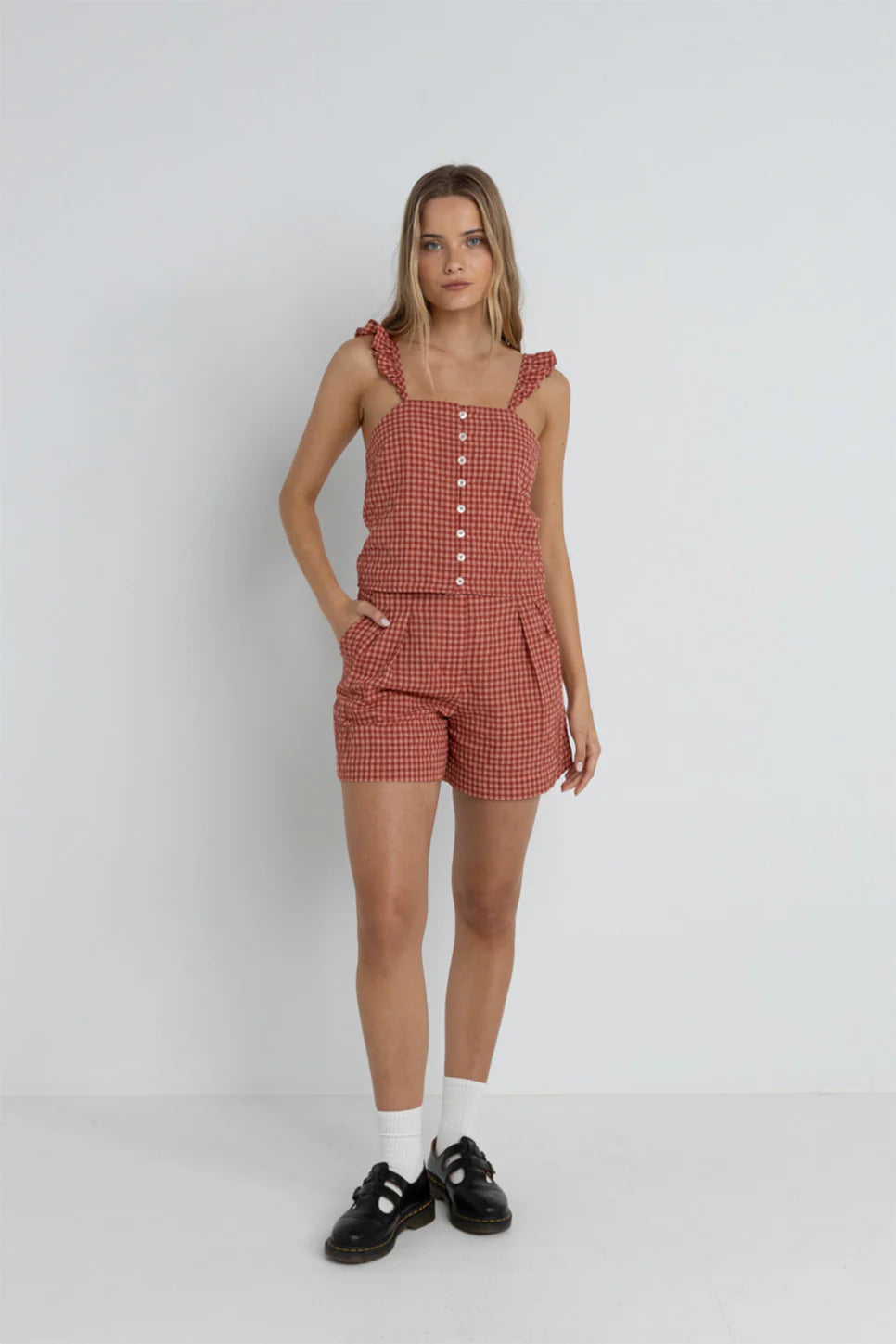 Lola Check Cami Top - Red