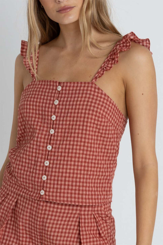 Lola Check Cami Top - Red