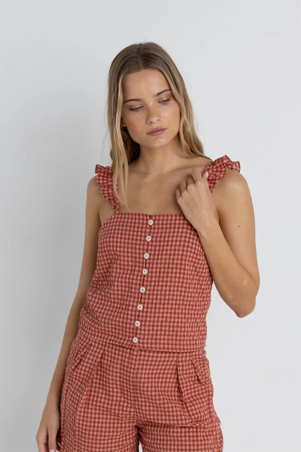 Lola Check Cami Top - Red