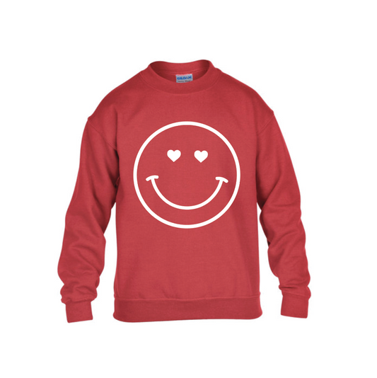 Pre-Order Youth Lovely Smile Fleece Crewneck - Red