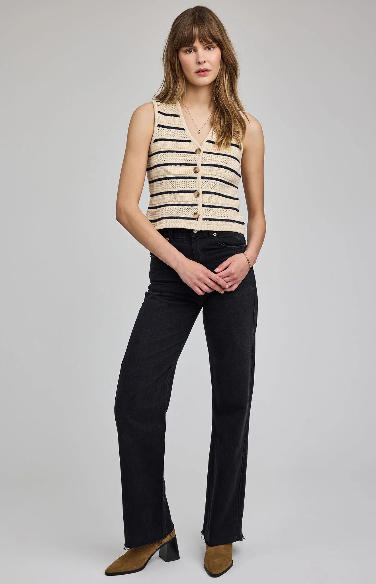 Mariana Knit Vest - Navy Stripe