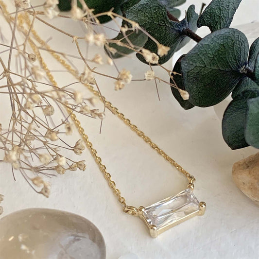 Marseille Baguette Charm Necklace in Gold