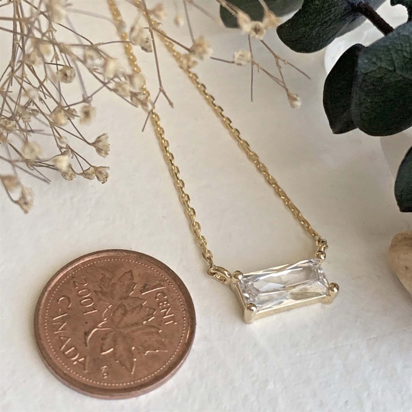 Marseille Baguette Charm Necklace in Gold