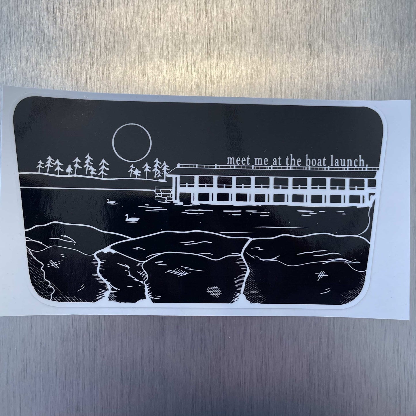 Meet Me At The Boat Launch Sticker - Black
